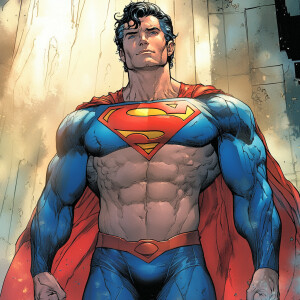 A superman showing his abs