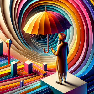 A man with umbrella