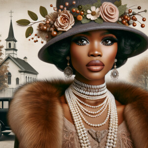 Create an image of an elegant African-American woman with a pois...