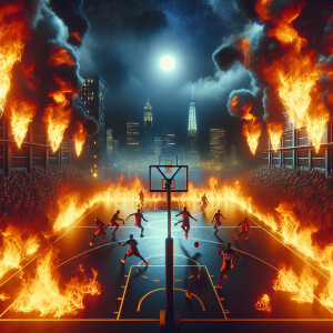 Construct an epic album cover for a playlist in a genre of hip-h...