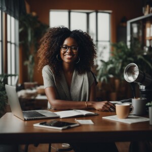 Capture the essence of a beautiful, confident Black woman creati...