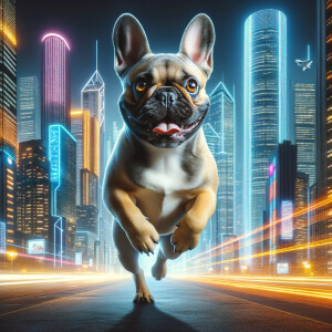 Giant French bulldog running