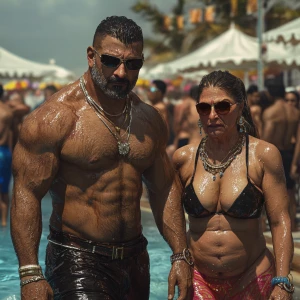 Photorealism,realism style,a muscular beefy criminal man walking...