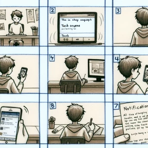 Scény:
1.	Pohled zezadu na kluka v židli za počítačem
2.	Pohle...