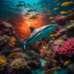 Create an image of a Sharktopus with the streamlined body of a g...