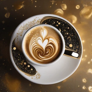 Create a latte art design for Father's Day depicting intricate g...