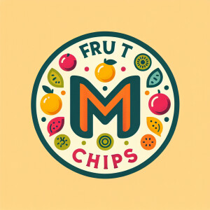 Создай круглый  логотип буква М и надпись «Fruit Chips»