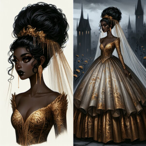 concept art of ravenna, African-American woman with black updo h...