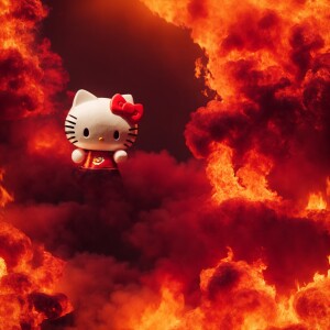 Hello kitty on fire