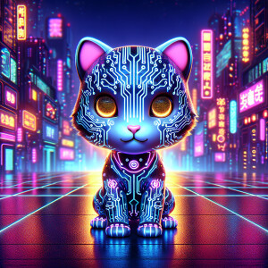 Create a mascot into a technology ai cute tiger and with smart l...