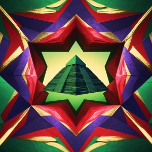 "A hidden heart inside a red and purple stereogram pattern, Magi...