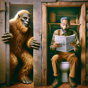 Create an intricate image of a compassionate-faced humanoid Sasq...