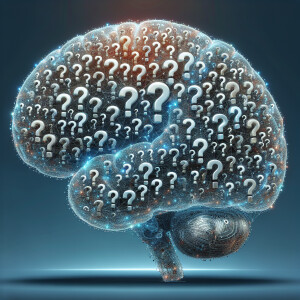 Generate an image of a human brain superimposed with various ove...