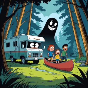A stylized animated forest where everything looks cheerful — unt...