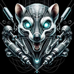 “A highly detailed logo of an anthropomorphic mongoose with a wi...