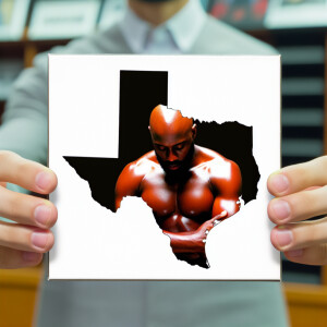 Create an album cover featuring a bald African American man hold...