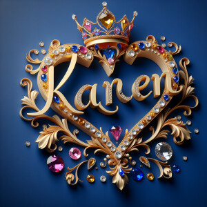 VCraft a 3-D image showcasing the name 'KAREN' in a luxurious go...