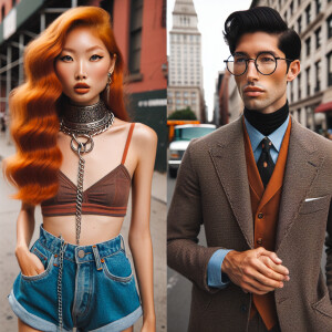 Photorealistic imagea shy light ginger haired woman with long ha...