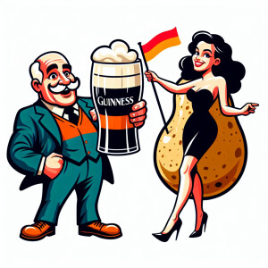 Armenian man with pint Guinness in hand, Belorussian girl shoes...