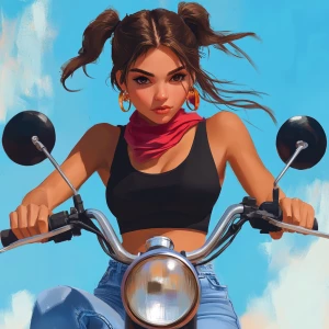 girl with brown hair, thick eyebrows, pumped up lips, potato nos...