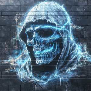 Realistic, detailed, precise, 3D rendering, image of graffiti on...