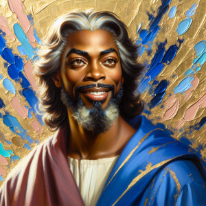 An oil painting of a light-skinned African American man resembli...