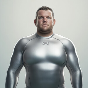 Create a hyper-realistic male body  scan image of Ben Rhodes, a...