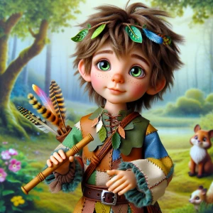 make a cute cartoon forest boy