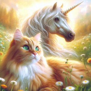 A cat and a unicorn