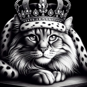 A stunning cartoon cat gazing directly at the camera while wear...