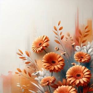 Modern fun thanksgiving background with orange gerber daisies