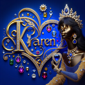 VCraft a 3-D image showcasing the name 'KAREN' in a luxurious go...