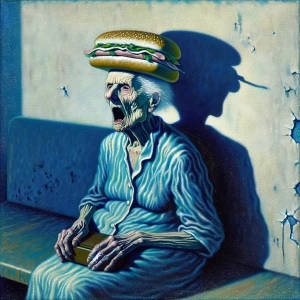 grainy, blurry, simplified, angular, harsh, absurd, modernist pa...