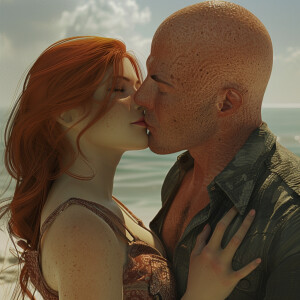 A photorealistic high resolution image. Light ginger haired fema...