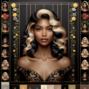 Create a vertical 3-D portrait of a light-skinned African-Americ...