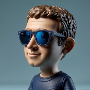 Create a Funko Pop figurine of Mark Zuckerberg, styled in the di...