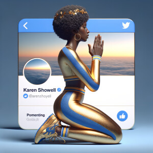 Create a 3D illustration of a realistic light skinned African-Am...