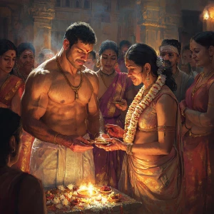 Realistic art 1:1,A muscular, sweaty man celebrates Diwali with...