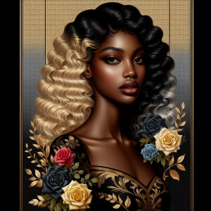 Create a vertical 3-D portrait of a light-skinned African-Americ...