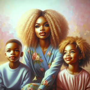 Glossy super detail oil painting dreamy version African American...