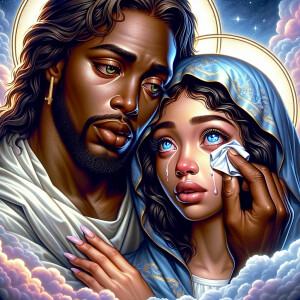 Ensure that the image distinctly represents both Jesus Christ an...