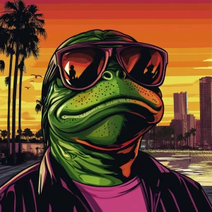 MEME PEPE in GTA art style — — in the style of a Grand Theft Au...