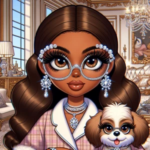 Black Betty boop with hazelnut brown skin,  long hair with full...