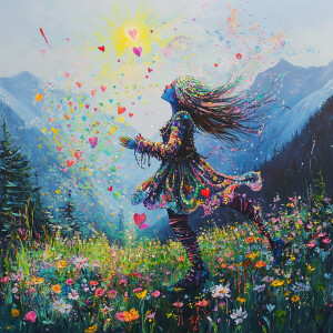 hyper realistic, phosphorescent, abstract acrylic splatter paint...