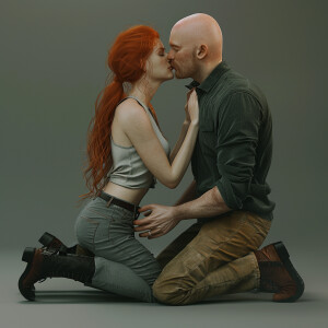A photorealistic high resolution image. Light ginger haired fema...