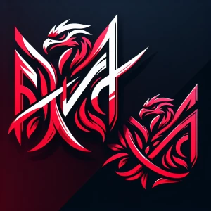 Create a logo with the initials "AJM" in a red, brushstroke-styl...