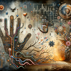 The golden ratio, Minimalist art Circuit, boards, circuitry, diagrams Cellular structures, DNA, circuit boards, colorful wires,  asian and Egyptian  graffiti, lie detector graphs, cardio, printout , branches infinity sign, cave, Art, handprints, distant birds flying, flowering vines, abstract gestural painting, dna, gears