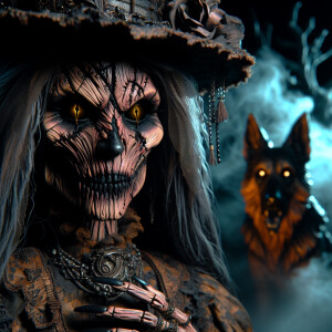 closeup of an intensely detailed horrorcore combined with dark-a...