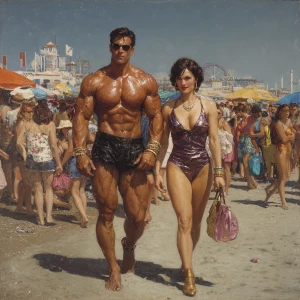 Hyperrealism painting .a muscular beefy sweaty dangerous crimin...