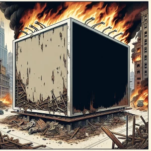 A direct head on shot of a large empty square billboard with min...